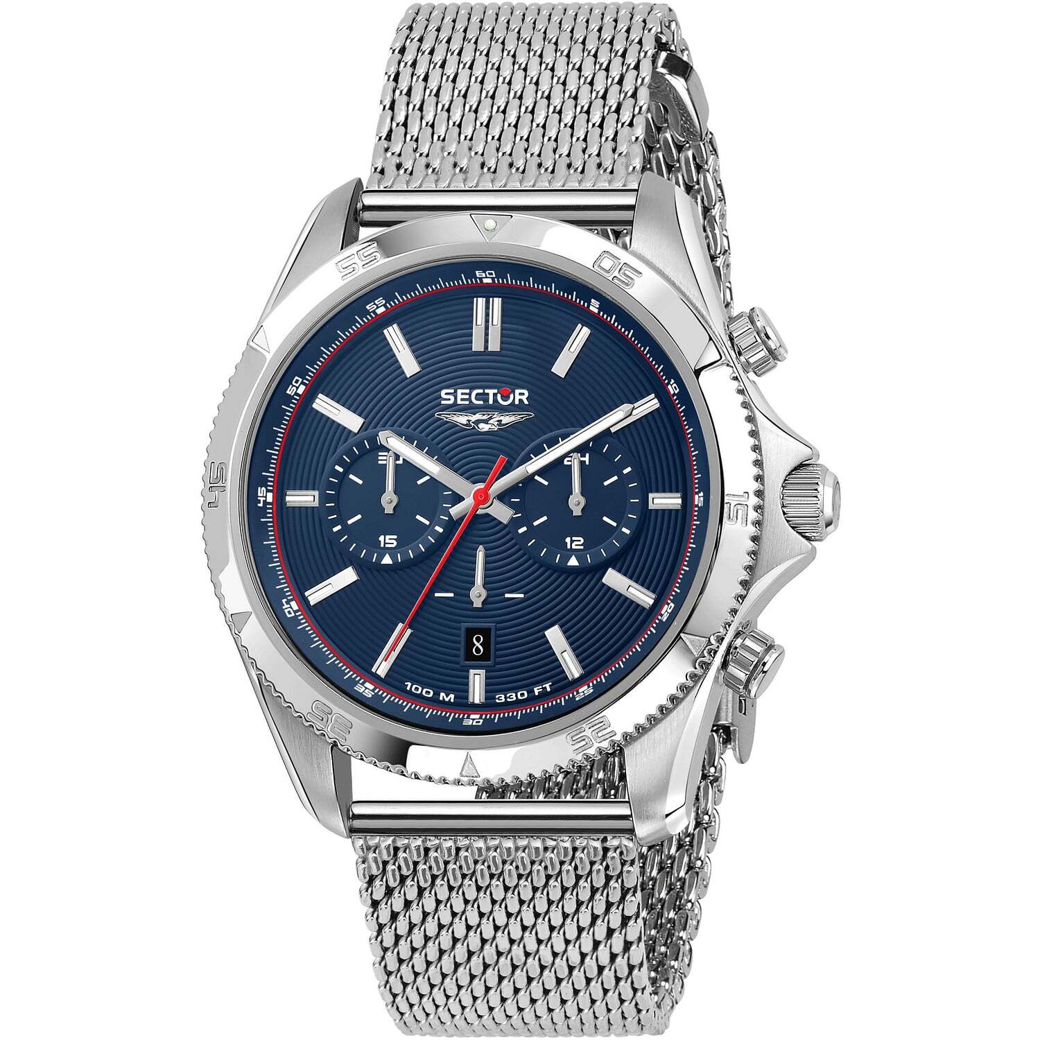 Orologio Uomo SECTOR 650 R3273631006 Chrono Bracciale Acciaio Mesh Nero
