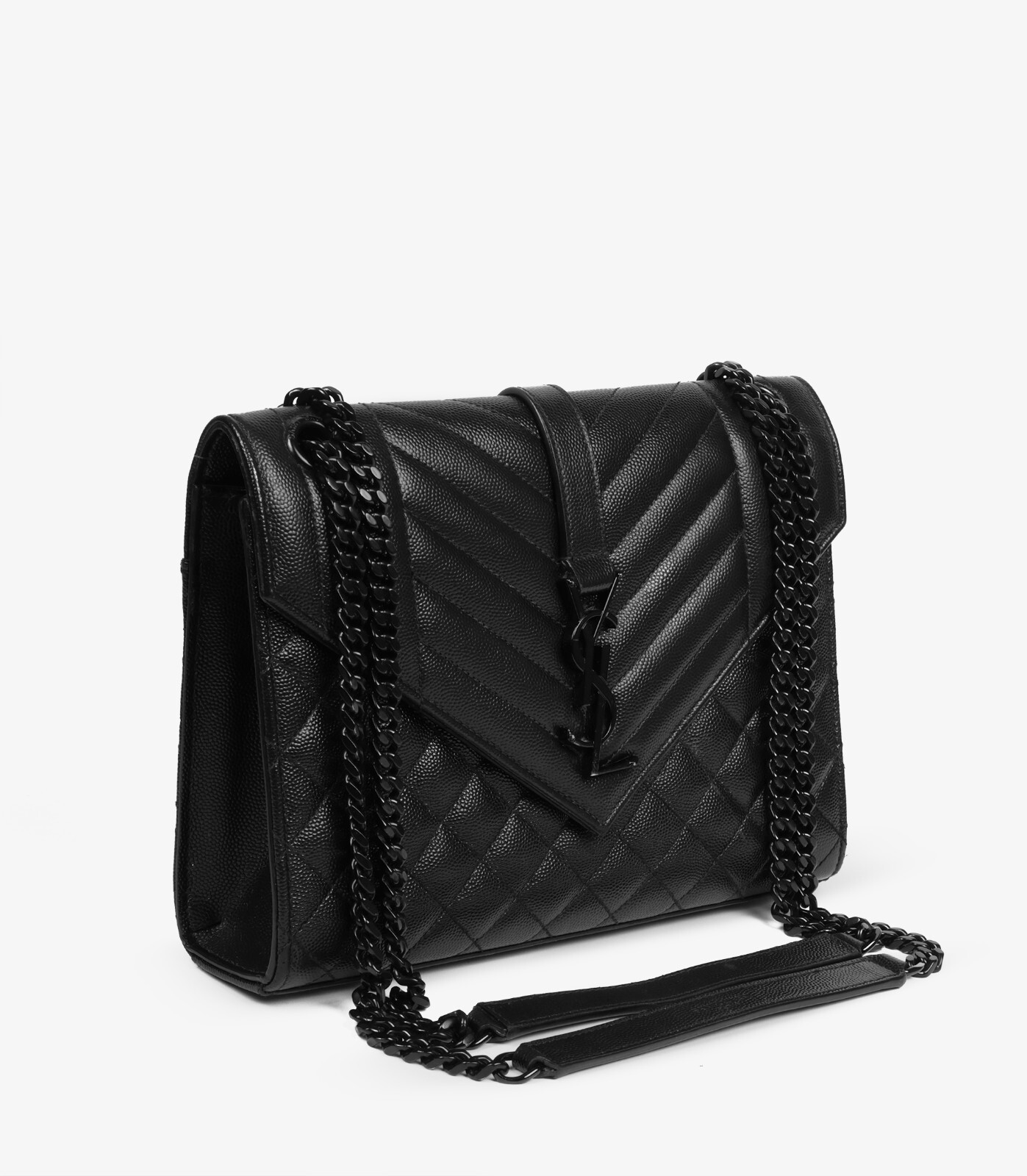 Borsa Saint Laurent in pelle di vitello a grana nera così nera media busta