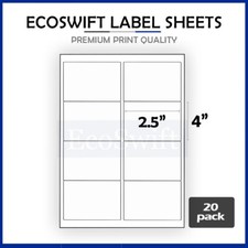 160 4 x 2.5 EcoSwift Laser/Ink Address Shipping Adhesive Labels 8 per sheet