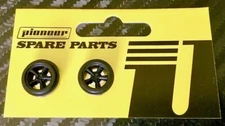 Pioneer WH201243 American Racing Rear Wheels (2 Pack) All Black 1/32 Slot Car