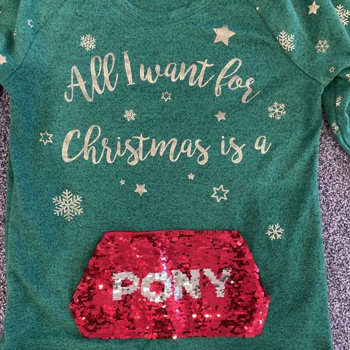 Holiday Time Girls Sequin Pocket Christmas Sweater Knit Top Size L 10/12 - Picture 2 of 6