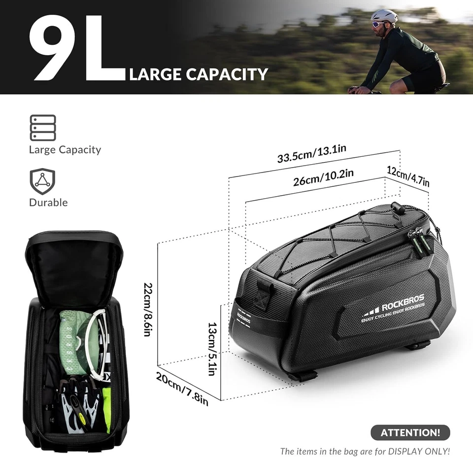 ROCKBROS Paquete Asiento Trasero Bicicleta Maletero Alforja Bolsa Impermeable Cuero Carbono Foto 3 de 4