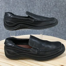 ECCO Loafer Mens 43 Black Slip On Flats Comfort Shoe Leather Casual Moc Toe