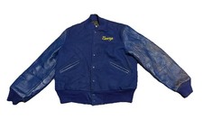 Vintage 60s Blue Varsity Jacket Wool Leather Mens Size 42 “George” USA Made Clay