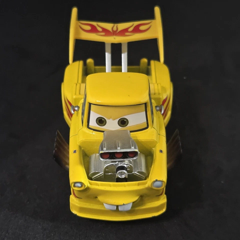 Disney Pixar Cars Funny Car Mater Loose Diecast Yellow Flames  - Image 2 of 4