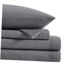 Plush Micro Fleece Bed Sheet Set, 4 Piece Polar Fleece Velvet King Dark Gray
