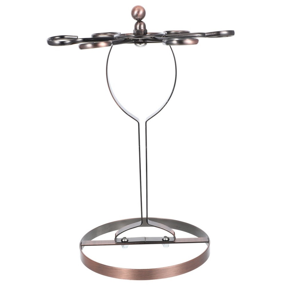 Vintage Style Iron Wine Glass Organizer Light Brown Hanging Cup Rack ...
