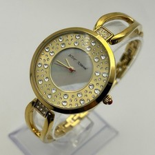 Betsey Johnson Gold Tone Mother Pearl Crystals Women s Bangle Watch in a Box