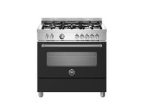 Bertazzoni Master 90cm Range Cooker Single Oven Dual Fuel Black MAS95C1ENEC