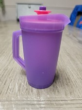 Tupperware Tuppertoy Classic Toy Pitcher Push Button Purple 5" tall Miniature