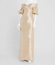 Rickie Freeman by Teri Jon Women's Gold Metallic Off-Shoulder Dress Size 6