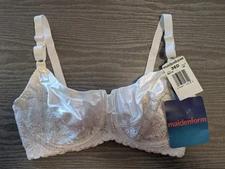 NWT Vintage Maidenform 36D white satin floral lace underwire bra Style 98319