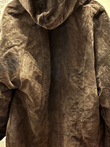 J. Percy For Marvin Richard, braunes Wildleder, Kapuze, Kunstfell gefütterte Jacke, Gr. Medium - Bild 2 von 5