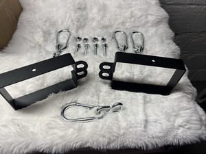 6 Pcs Metal Swing Set Accessories Kit w/ Hooks & Brackets for 4"x6" Beam (Black)