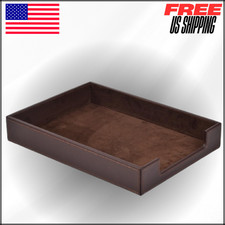 PU Leather Letter Tray Load Documents for Office Desktop Organizer Magazine, A4