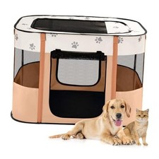 Portable Dog Cat Playpen, Foldable Pop Up Pet Play Pen M 32" 24" 22" Orange