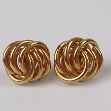 Vintage Triple Knot Gold Tone Open Work Stud Earrings