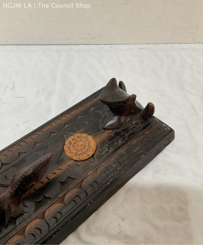 Hand Carved Lizard & Frog Bali Wood Box With 4 Sets Of Wooden Chopsticks - Bild 5 von 10