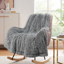 Toonow Extra Soft Fuzzy Faux Fur Throw Blanket 50x60, Reversible Lightweight Flu