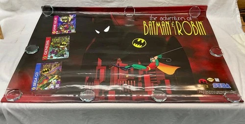Vintage Batman and Robin Sega Genesis Promo Banner, 1995, 34 1/2x 24. RARE.