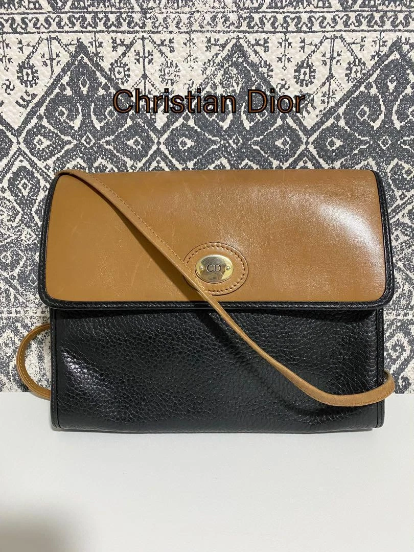 Sac bandoulière cuir Dior authentique noir marron moyen femme France 117637