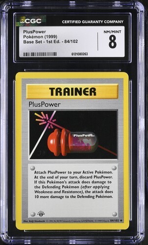 1999 POKEMON BASE SET 1ST EDITION PLUSPOWER  #84 TRAINER - CGC 8 NM MT/MINT