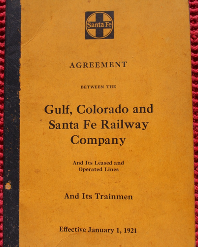 1921 Gulf Colorado & Santa Fe Railroad Agreement GC&SF Railway Trainmen Booklet - Picture 2 of 7