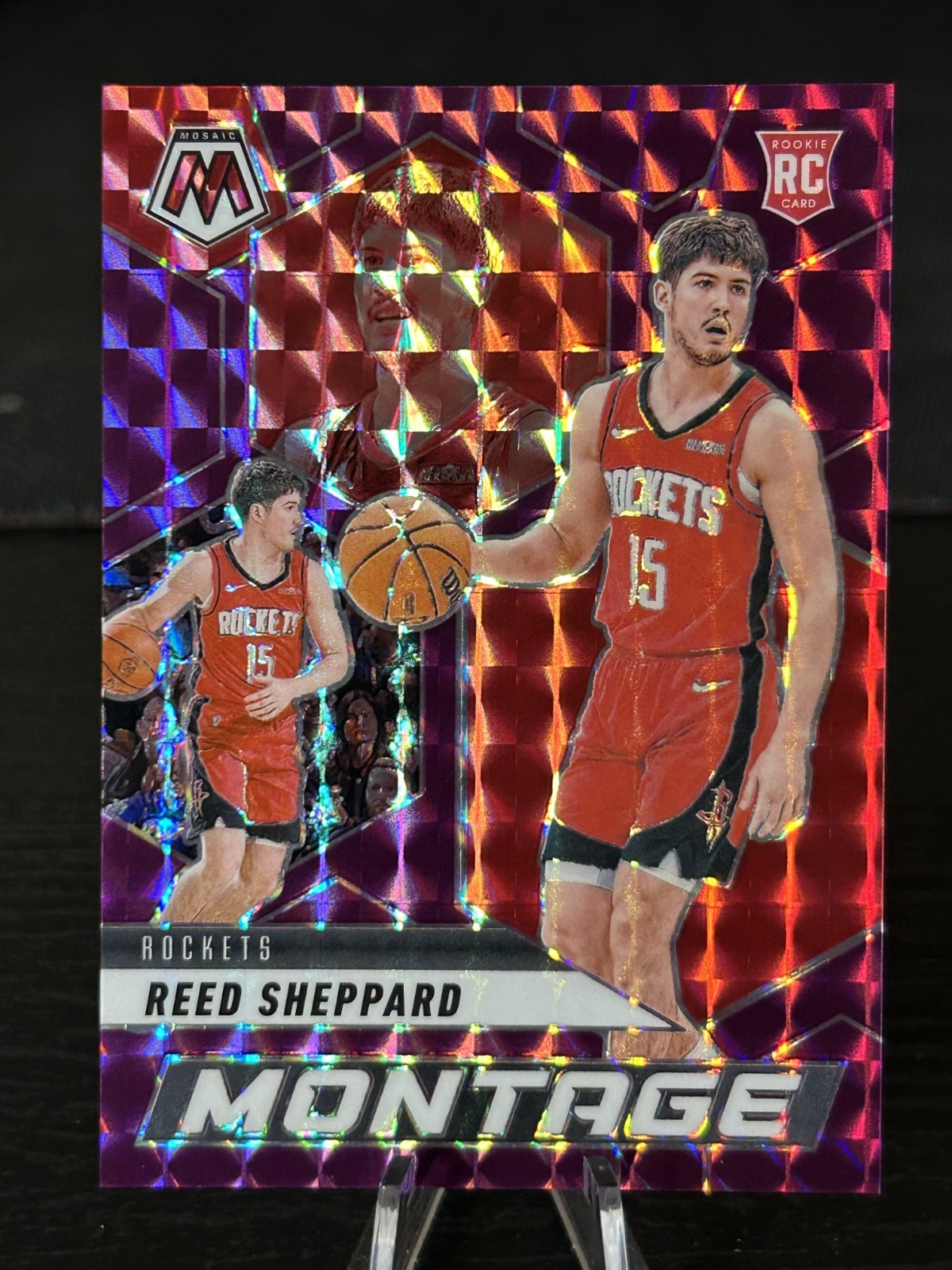 2024-25 Panini Mosaic - Rookies Reed Sheppard #249 Purple Mosaic Prizm /99 (RC)