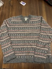 Vintage Aeropostale Won L Sweater 100 Wool, Fair Isle, Navy, Gray,bl