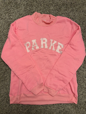   Parke Mockneck Varsity Sweatshirt Pink Aid New Fast USA Shipping  