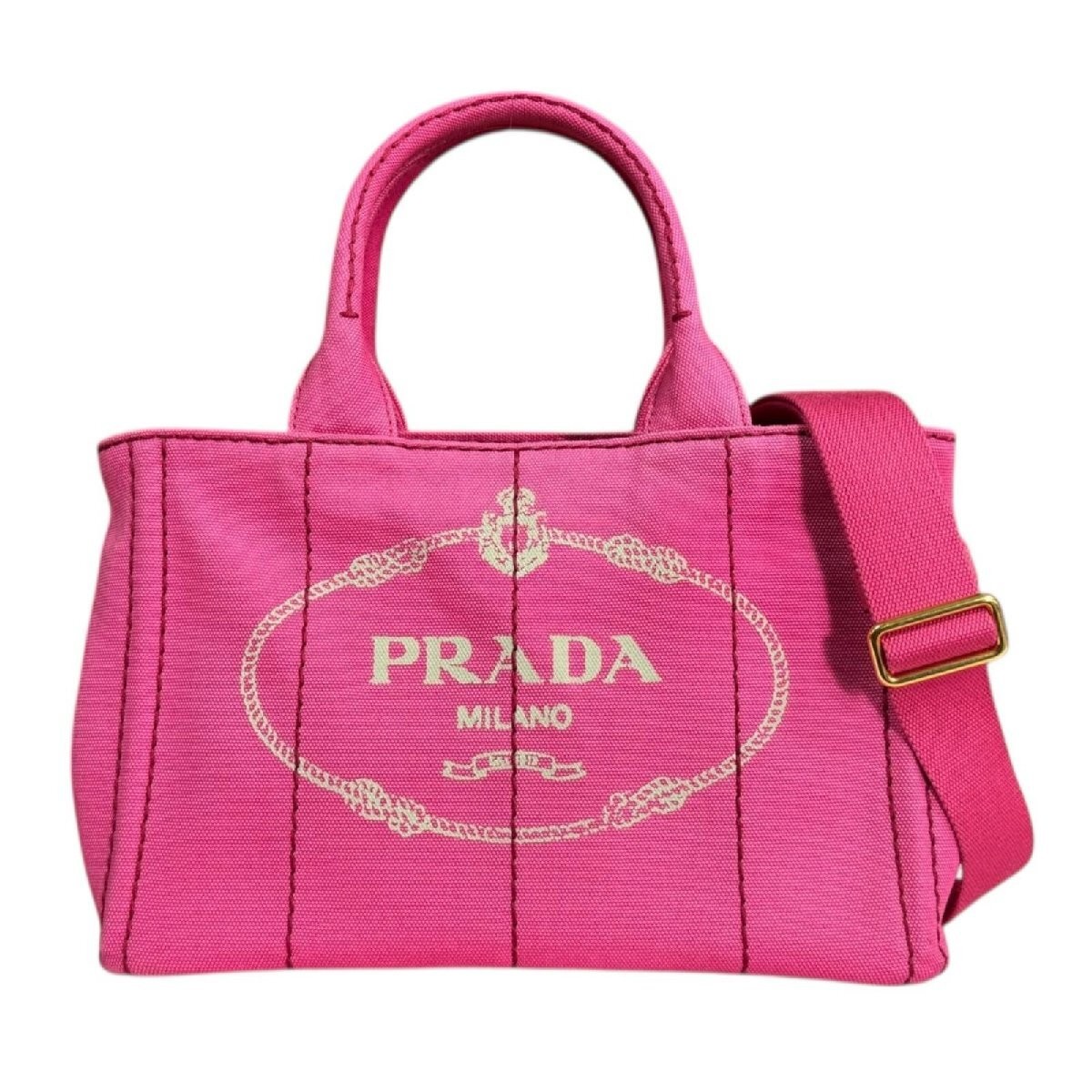 PRADA CANAPA Tote SS Shoulder Bag Canvas 1BG439 Pink Ladies Used from japan