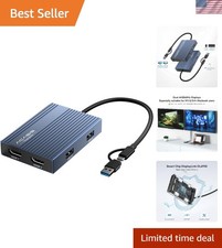 USB C to Dual HDMI DisplayLink Adapter for Mac M1/M2/M3/M4/Windows