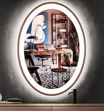 24 x 32 Inch Wood Frame LED Oval Mirror with Lights Smart Memory 3 32 X 24 Inch