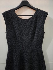 LOFT Dress Womens 8 Black Mini Midi Sleeveless Leopard Geometric Flare Zip New