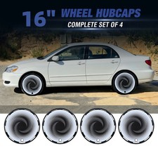 16 Uv Painted Universal Flat Hubcaps Full Coverage Wheel Covers For Steel Wheel
