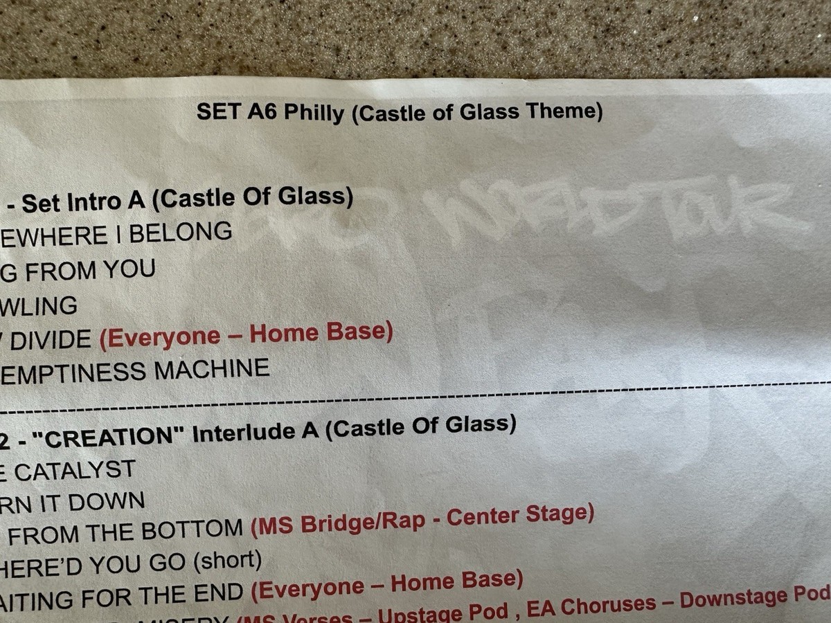 Linkin Park リンキンパーク　セットリスト　レア This was Linkin Park's setlist in Frankfurt, July 9, 2025