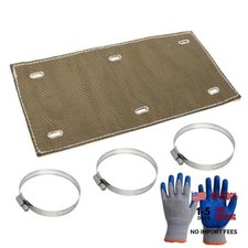 Exhaust Heat Shield with Gloves 6" x 12", Titanium Pipe Shield for 1 Set