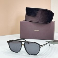 Tom Ford Bruce FT1026 Aviator Sunglasses Unisex Black Acetate Black Lens