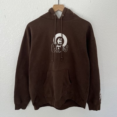 Vintage Etnies Hoodie Sz L Skate Grunge Distress Y2K 90s Brown Sweatshirt Surf