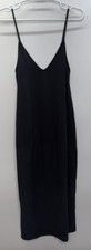 Zara Strappy Black Midi Dress Oversized V Neck Capsule Minimalist Beach Mom S