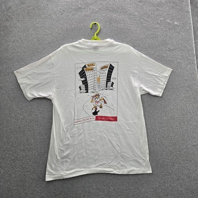 VINTAGE Glendale Federal Bank Men Shirt L White 90s Graphic Cartoon