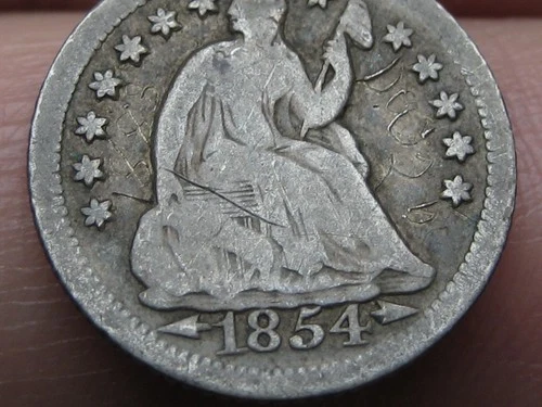 1854 O Seated Liberty Half Dime with Arrows- New Orleans, VG/Fine Details