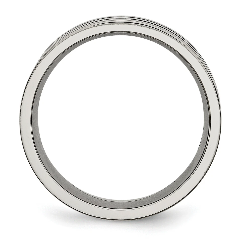 Cincel Titanio Pulido Negro Esmalte Acanalado 8mm Banda Plana TB152 Foto 2 de 4