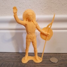 1964 MARX INDIAN CHIEF Original Vintage 6" Figure w/ SPEAR  SHIELD PUMPKIN