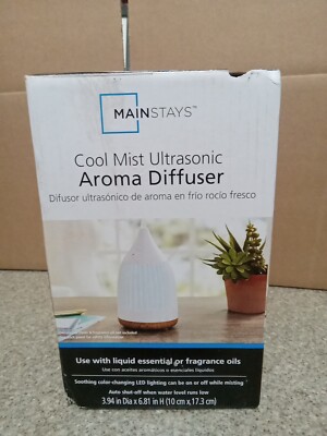 Cool Mist Ultrasonic Aroma Diffuser - white/wood bottom