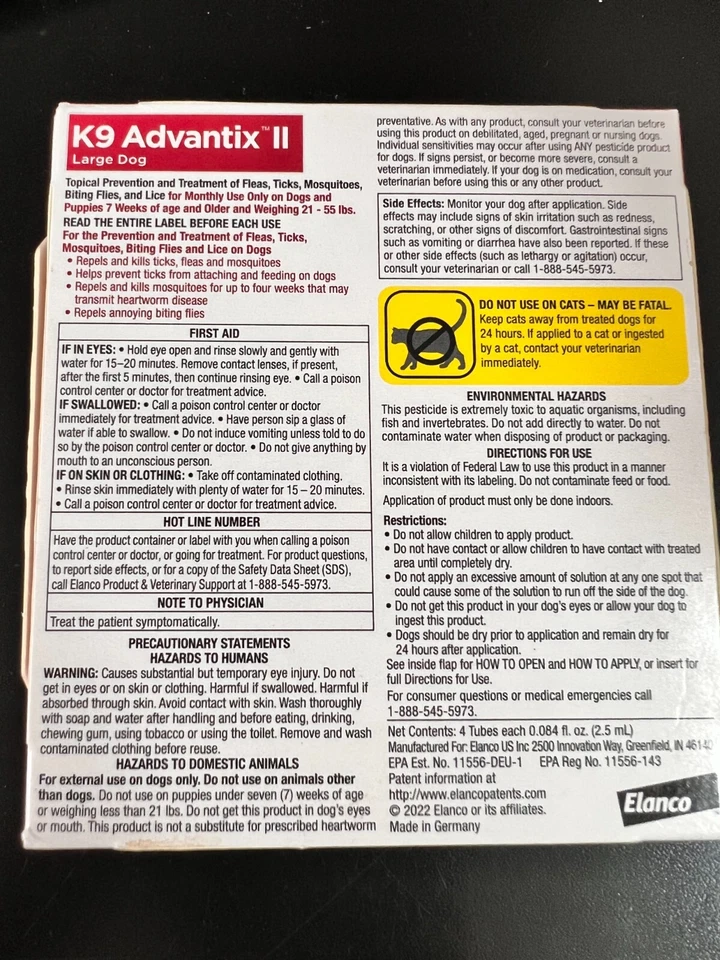 Bayer K9 Advantix II Spot-On Treatment for Dogs Large Dog 21-55lb 4 Dosage 3991 - Image 2 of 2