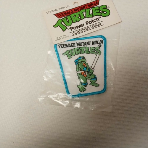 Vintage Teenage Mutant Ninja Turtles Official Iron On Power Patch 1989 Blue Trim - Picture 7 of 7