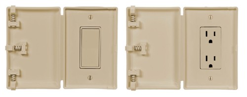 2 Pack Child Be Safe Childproof IVORY Modern Wall Outlet and Switch Safety Cover - Picture 2 of 12
