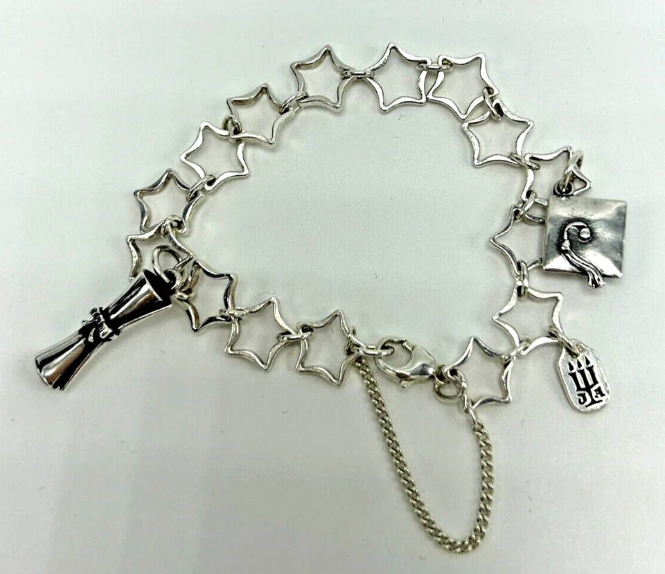 Браслет со звездами из чистого серебра James Avery 7,5 дюйма с выпускной кепкой и подвесками для диплома - Изображение 4 из 4