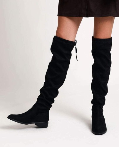 Pimkie para mujer Negro Imitación Gamuza Muslo Botas Uk 5 EU 38 | eBay